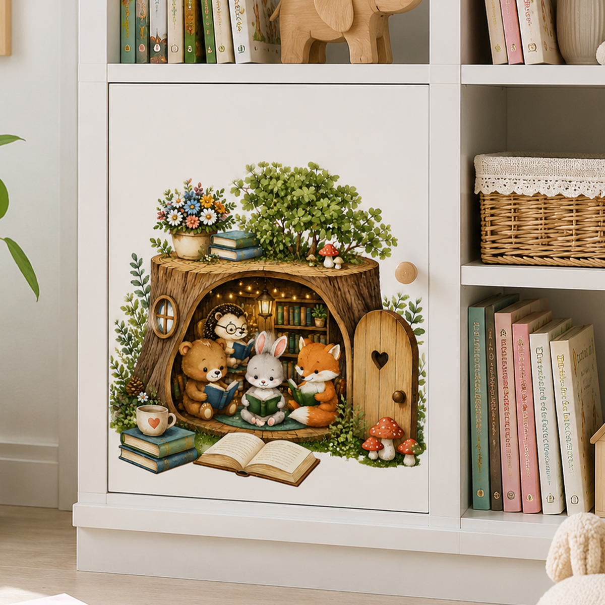 Nook Tablet Accessories - Cute Animals Reading Book Wall Stickers