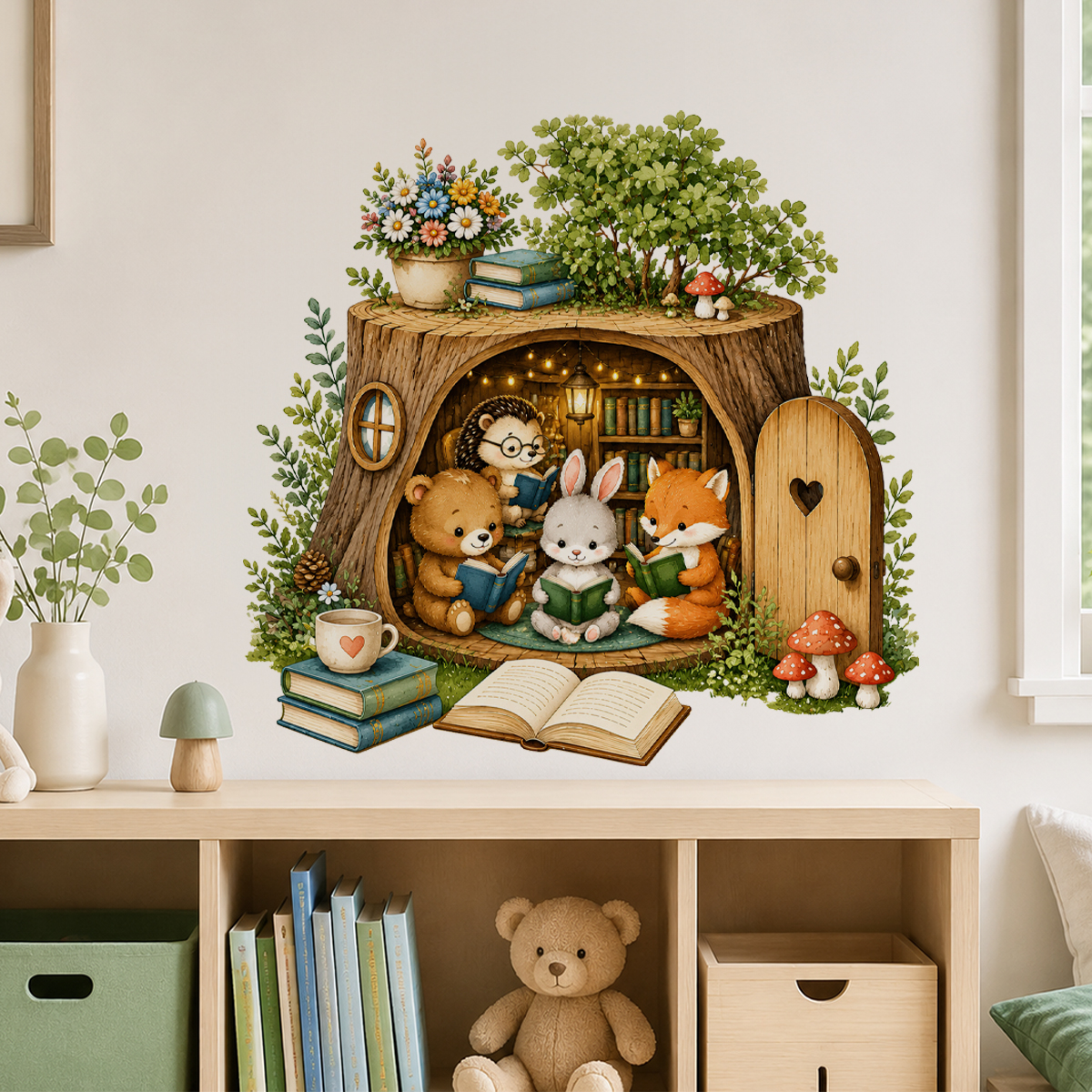 Cute Animals Reading Book Wall - огляд і ціна Nook Tablet Accessories