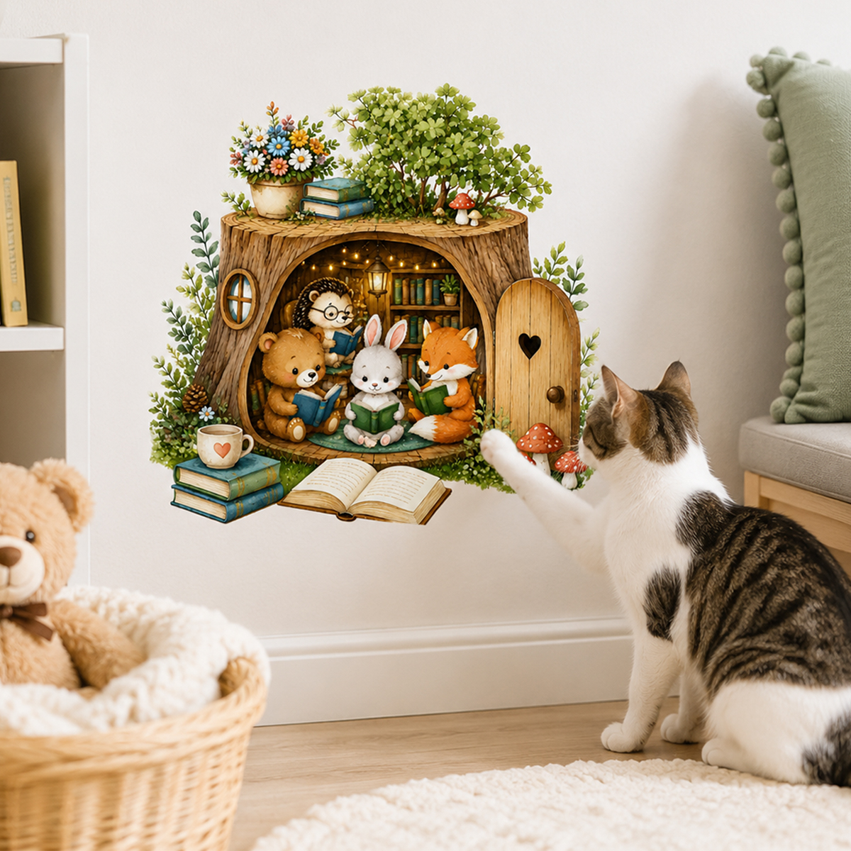 Cute Animals Reading Book Wall - огляд і ціна Nook Tablet Accessories